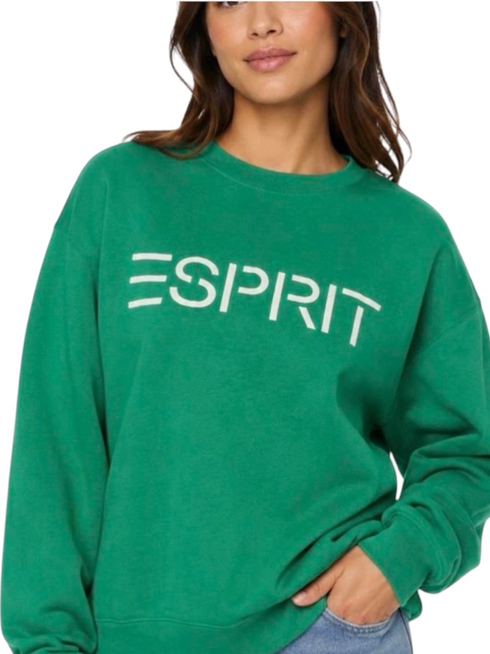 Esprit Women's Green Logo Crewneck Sweatshirt